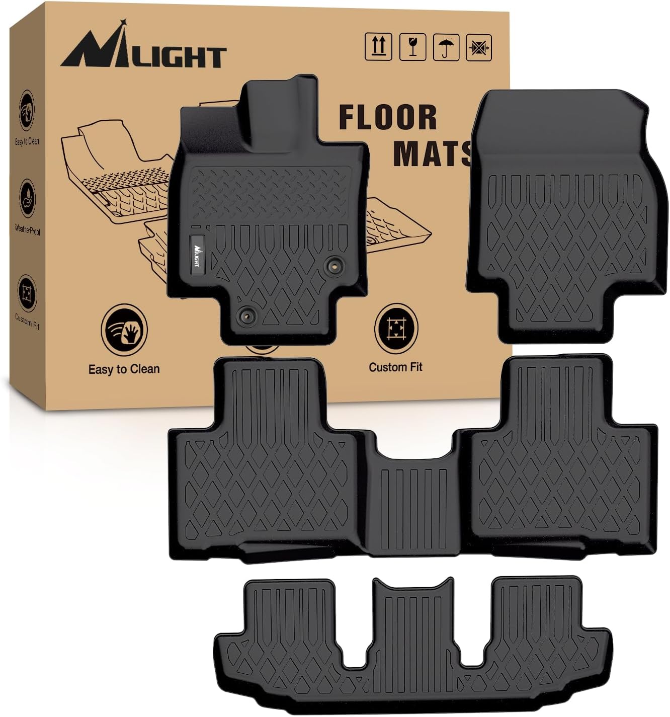 Car Floor Mat Rubber - Nilight Özel Uyumlu TPE Paspaslar Her